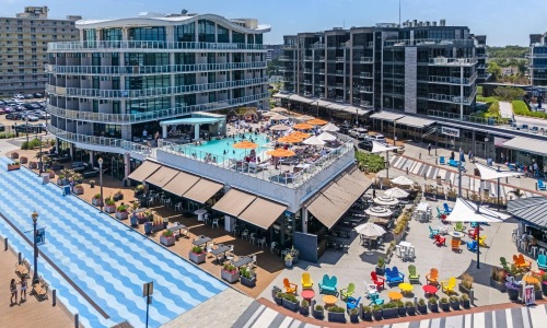 a large group of people at a shopping area