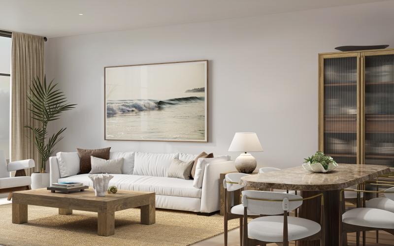 a living room with a couch and coffee table